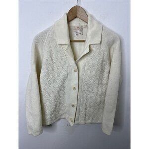 Vintage Hudson’s Bay Woman L Granny Ivory Cardigan Sweater Japan Knit